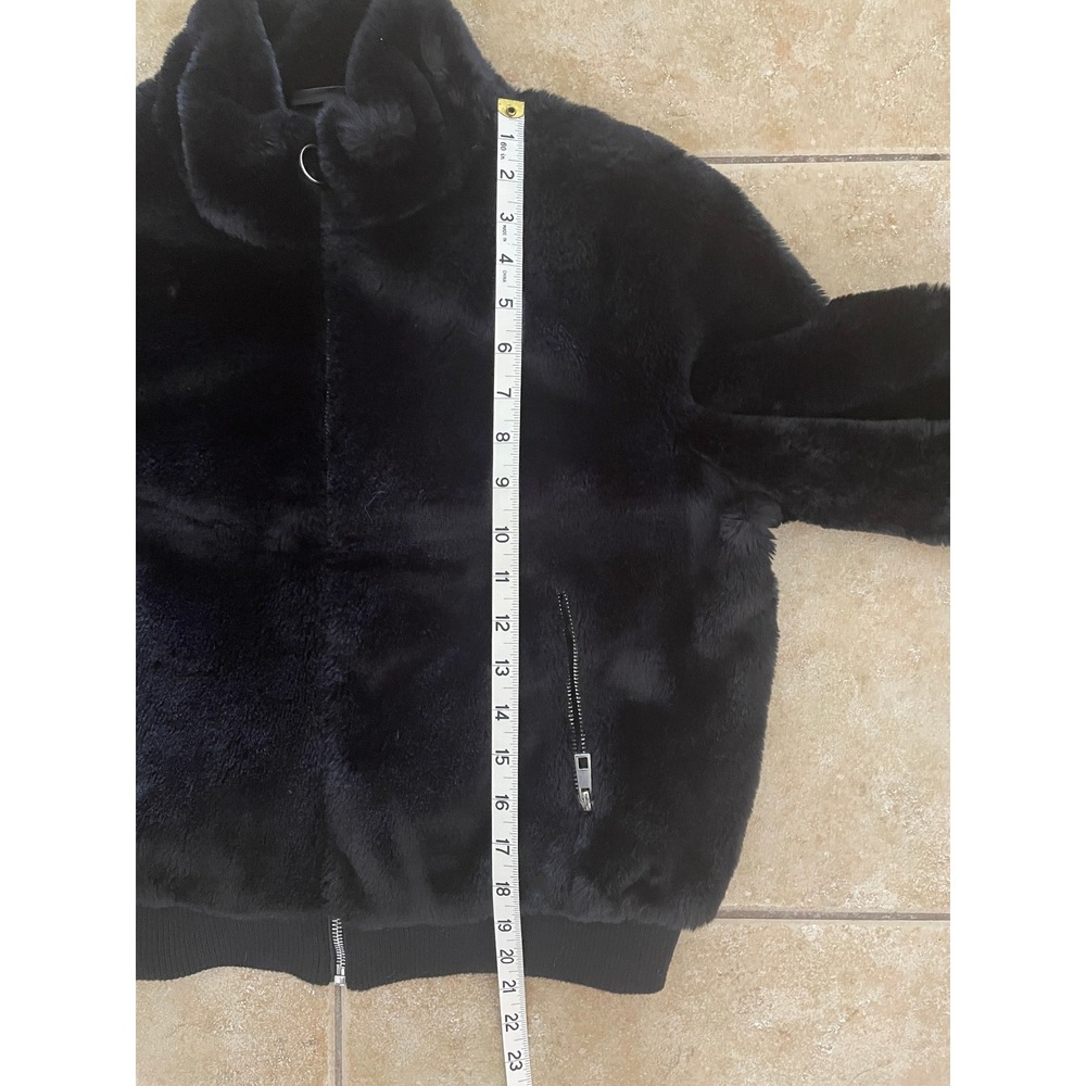 Ambiance Outerwear Black Faux Fur Zip-Up Bomber Jacket Size Small - Picture 7 of 8